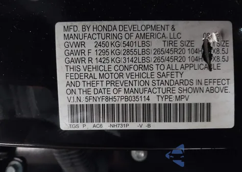 2023 Honda Passport Awd Ex-L from USA, damaged, VIN 5FNYF8H57PB035114